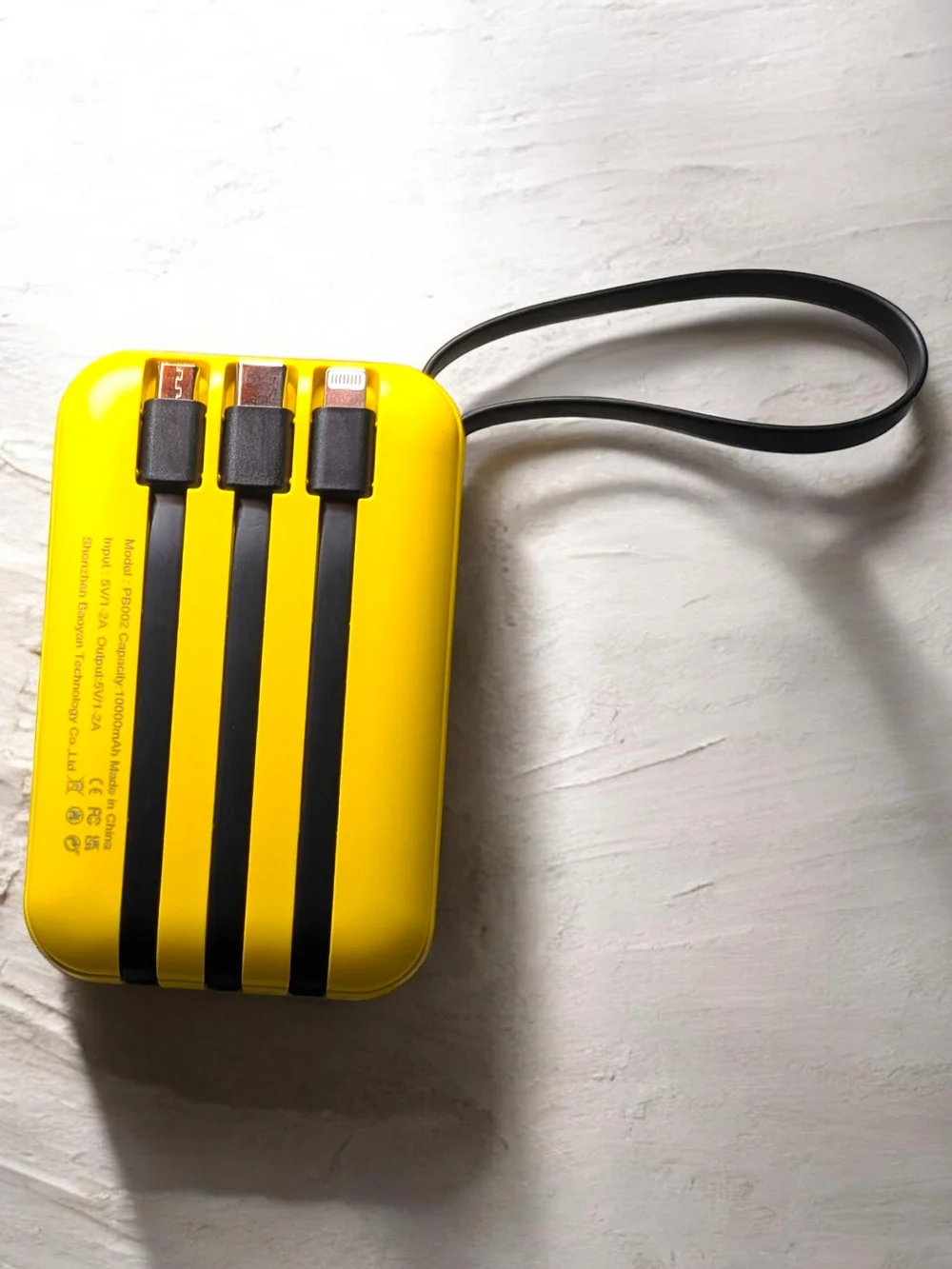 Power bank 10000mAh Yellow Portable Electronic Device